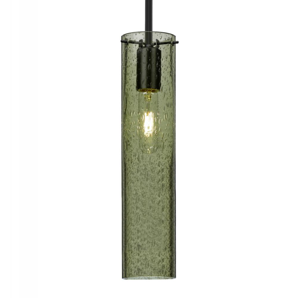Besa, Juni 16 Stem Pendant, Moss Bubble, Black, 1x60W Medium Base