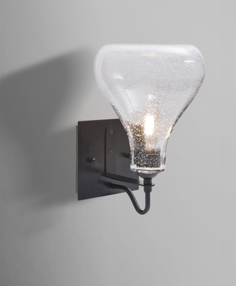 Besa Melo Wall, Clear Bubble, Black Finish, 1x60W Medium Base