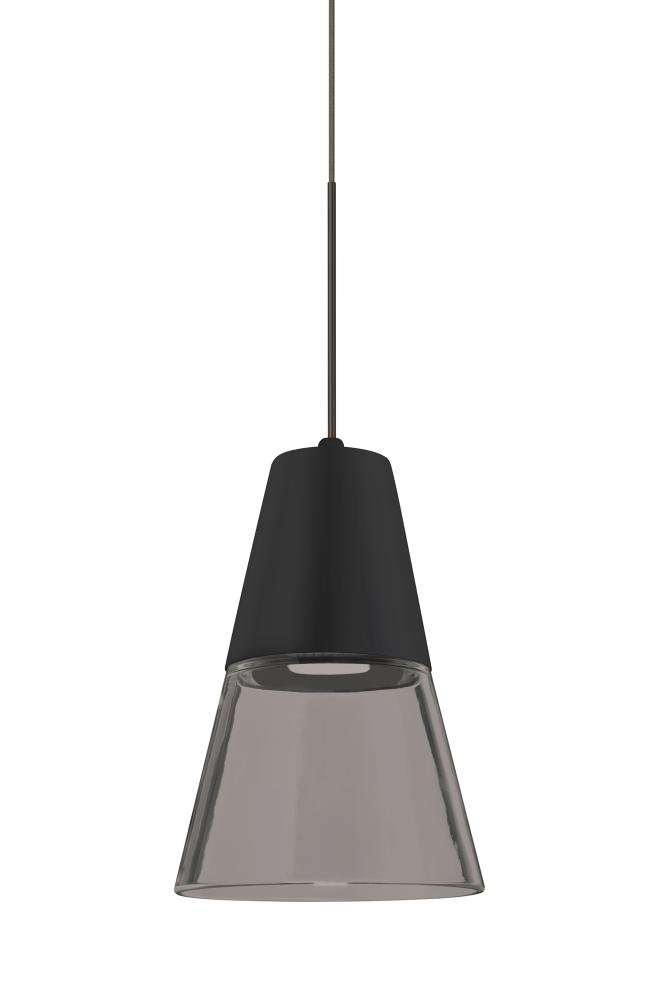 Besa, Timo 6 Cord Pendant, Smoke/Black, Bronze Finish, 1x9W LED
