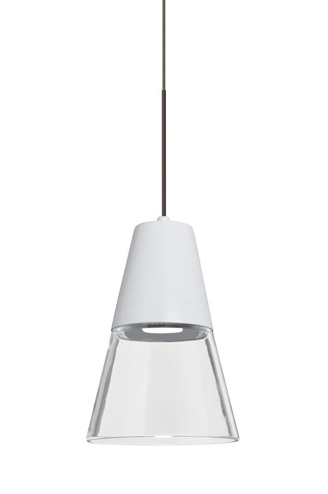 Besa, Timo 6 Cord Pendant, Clear/White, Bronze Finish, 1x9W LED