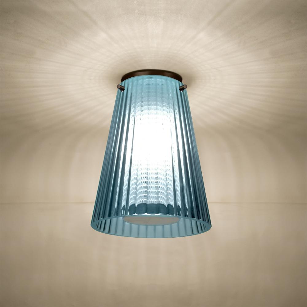 Dion Ceiling, Blue Shade, Bronze Finish, 1x60W MAX Medium base