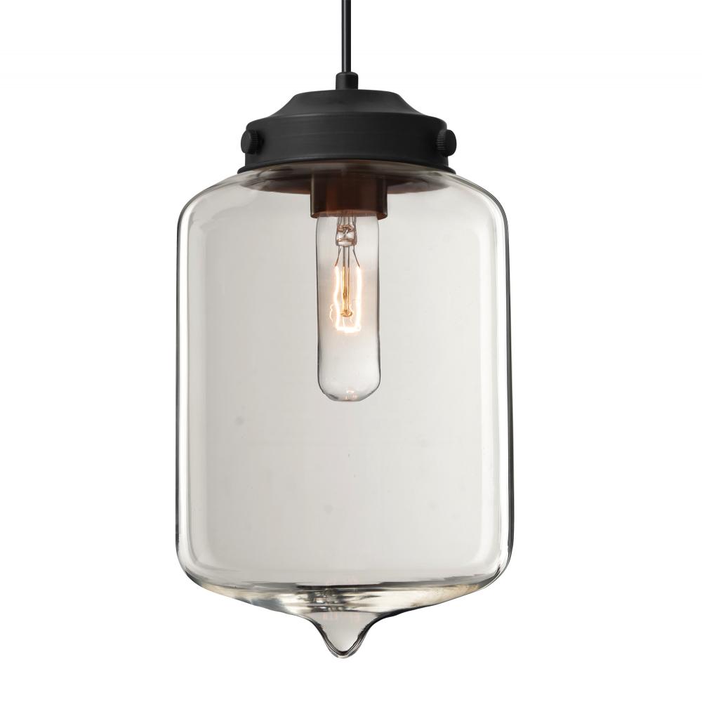 Besa Olin Pendant For Multiport Canopy Black Clear 1x60W Medium Base T10