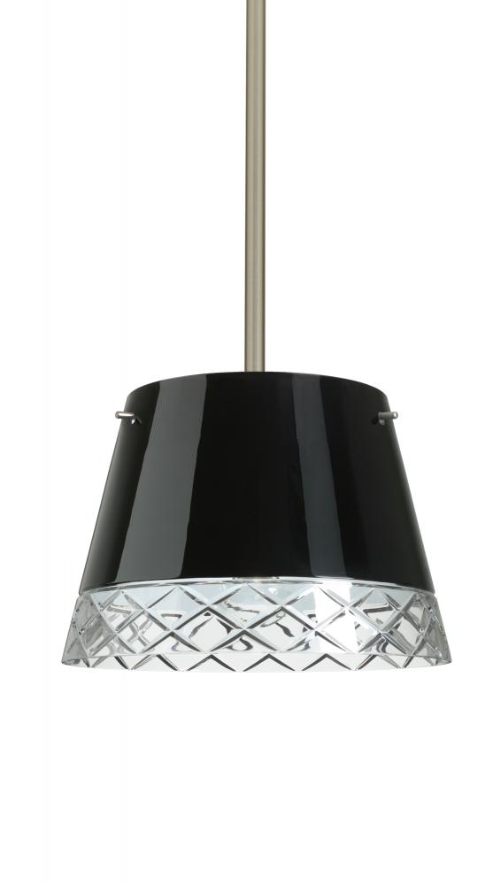 Besa Stem Pendant Amelia 12 Satin Nickel Black/Hand-Cut 1x100W A19