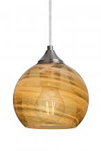 Besa Lighting 1JC-JILLYAM-EDIL-SN-L - Besa, Jilly Cord Pendant, Vapor Amber, Satin Nickel Finish, 1x5W LED Filament, 15Ft. Cord