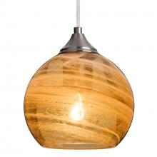 Besa Lighting 1JT-JILLYAM-SN-L - Besa, Jilly Cord Pendant, Vapor Amber, Satin Nickel Finish, 1x60W Medium Base, 15Ft. Cord