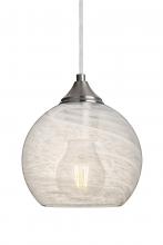 Besa Lighting 1JT-JILLYCL-EDIL-SN-L - Besa, Jilly Cord Pendant, Vapor Clear, Satin Nickel Finish, 1x5W LED Filament, 15Ft. Cord