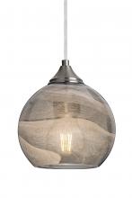 Besa Lighting 1JT-JILLYSM-EDIL-SN-L - Besa, Jilly Cord Pendant, Vapor Smoke, Satin Nickel Finish, 1x5W LED Filament, 15Ft. Cord
