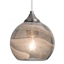 Besa Lighting 1JT-JILLYSM-SN-L - Besa, Jilly Cord Pendant, Vapor Smoke, Satin Nickel Finish, 1x60W Medium Base, 15Ft. Cord