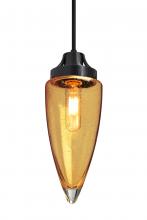 Besa Lighting 1JT-SULUAM-EDIL-BK - Besa, Sulu Cord Pendant, Amber Bubble, Black Finish, 1x8W LED Filament