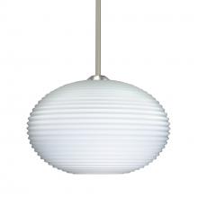 Besa Lighting 1TT-491207-SN-L - Besa Stem Pendant Pape 10 Satin Nickel Opal Ribbed 1x100W Medium Base, 15Ft. Cord