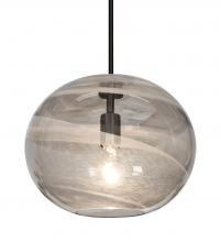 Besa Lighting 1TT-GENOSM-BK - Besa, Geno Stem Pendant, Vapor Smoke, Black Finish, 1x60W Medium Base