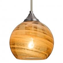 Besa Lighting 1TT-JILLYAM-SN-L - Besa, Jilly Stem Pendant, Vapor Amber, Satin Nickel Finish, 1x60W Medium Base, 15Ft. Cord