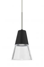 Besa Lighting 1XC-TIMO6BC-LED-BR - Besa, Timo 6 Cord Pendant, Clear/Black, Bronze Finish, 1x9W LED