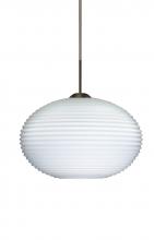 Besa Lighting J-491207-BR - Besa Pendant For Multiport Canopy Pape 10 Bronze Opal Ribbed 1x100W Medium Base