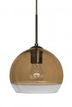 Besa Lighting J-ALLY8AM-BR - Besa, Ally 8 Cord Pendant For Multiport Canopy, Amber/Clear, Bronze Finish, 1x60W Medium Base