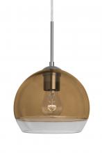 Besa Lighting J-ALLY8AM-SN - Besa, Ally 8 Cord Pendant For Multiport Canopy, Amber/Clear, Satin Nickel Finish, 1x60W Medium Base