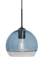 Besa Lighting J-ALLY8BL-EDIL-BR - Besa, Ally 8 Cord Pendant For Multiport Canopy, Coral Blue/Clear, Bronze Finish, 1x5W LED Filament