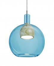 Besa Lighting J-BENJIBLNA-LED-SN - Besa, Benji Cord Pendant For Multiport Canopy, Blue/Natural, Satin Nickel Finish, 1x9W LED