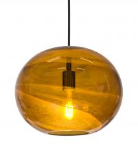 Besa Lighting J-GENOAM-EDIL-BK - Besa, Geno Cord Pendant for Multiport Canopy, Vapor Amber, Black Finish, 1x8W LED Filament