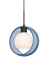 Besa Lighting J-MANABL-BR - Besa Mana Pendant For Multiport Canopy, Blue/Opal, Bronze Finish, 1x60W Medium Base