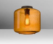 Besa Lighting NILES10AMC-EDIL-BR - Besa Niles 10 Ceiling, Amber Bubble, Bronze Finish, 1x8W LED Filament