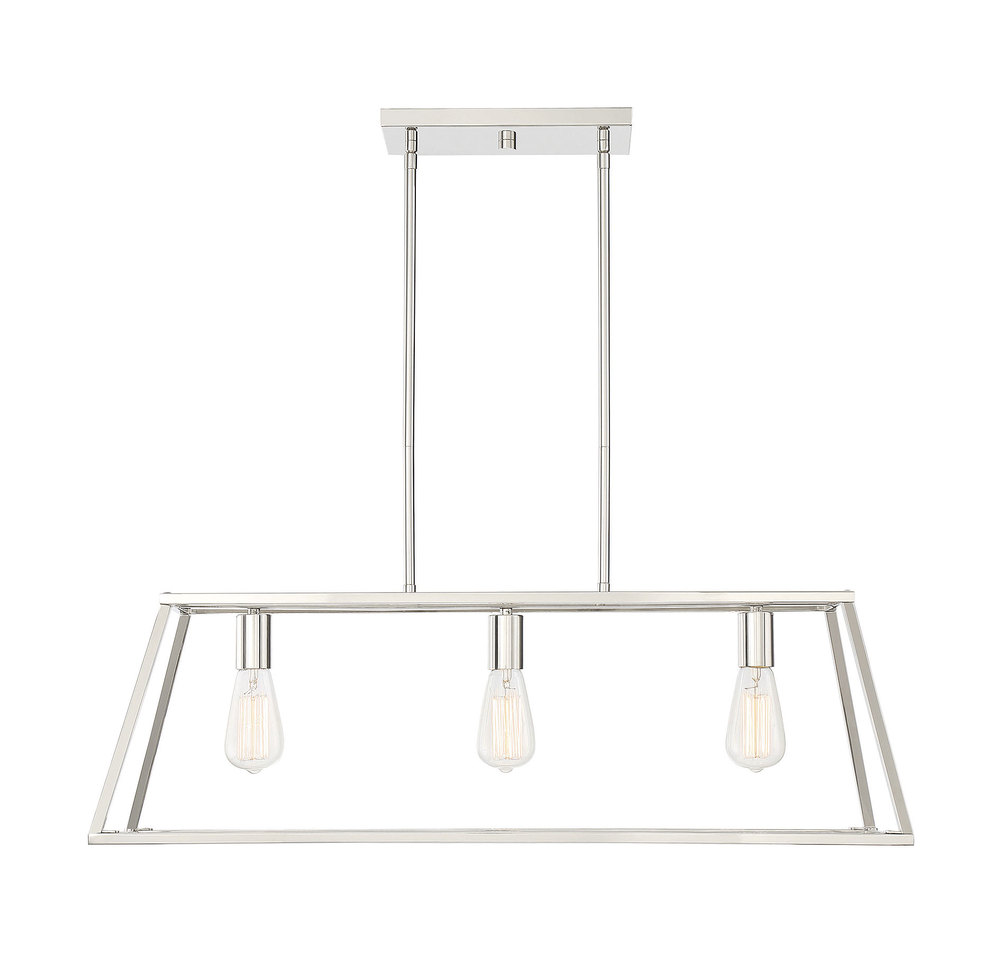 Denton 3-Light Linear Chandelier in Polished Nickel Three