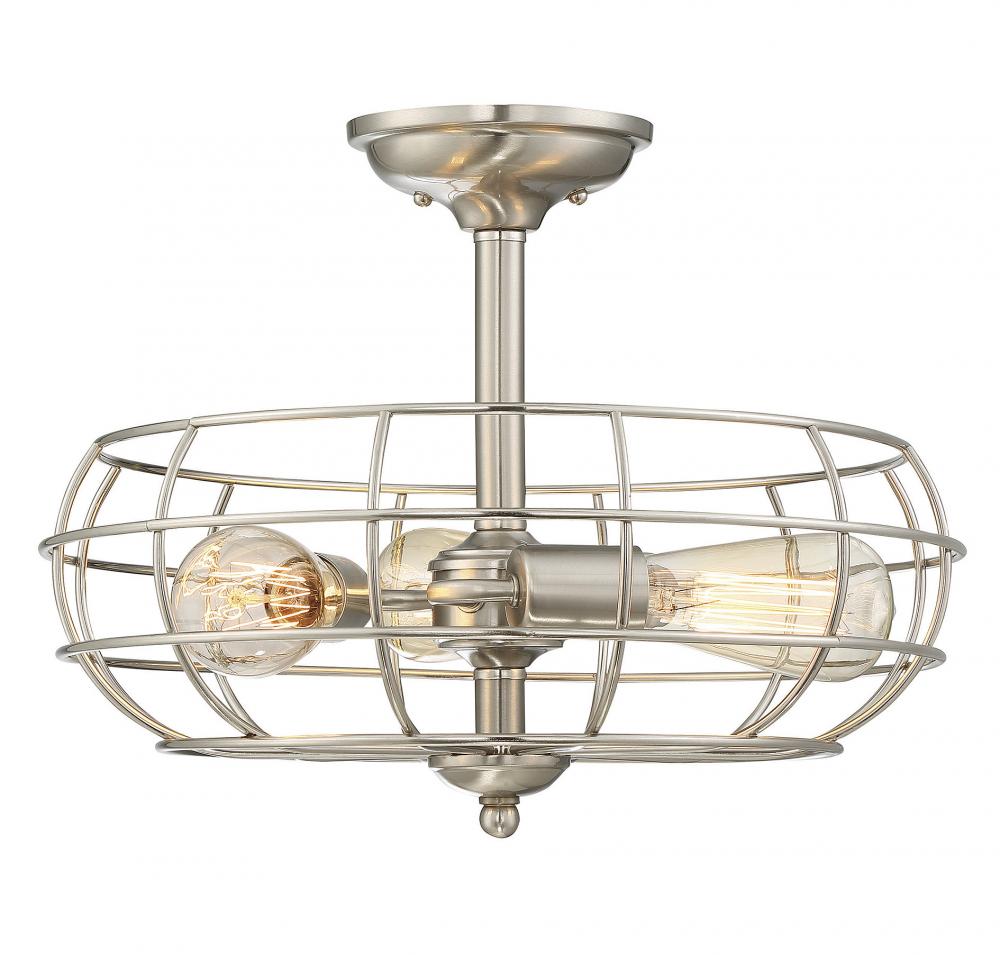 Scout 3-light Ceiling Light In Satin Nickel