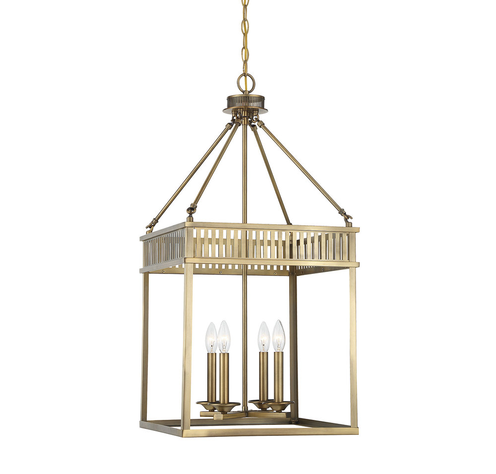 William 4-Light Pendant in Warm Brass