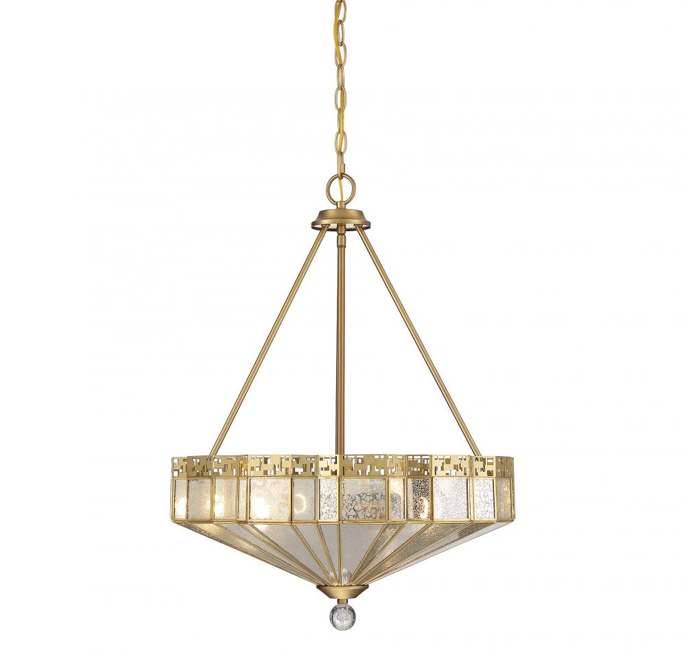Baguette 4-Light Pendant in Warm Brass