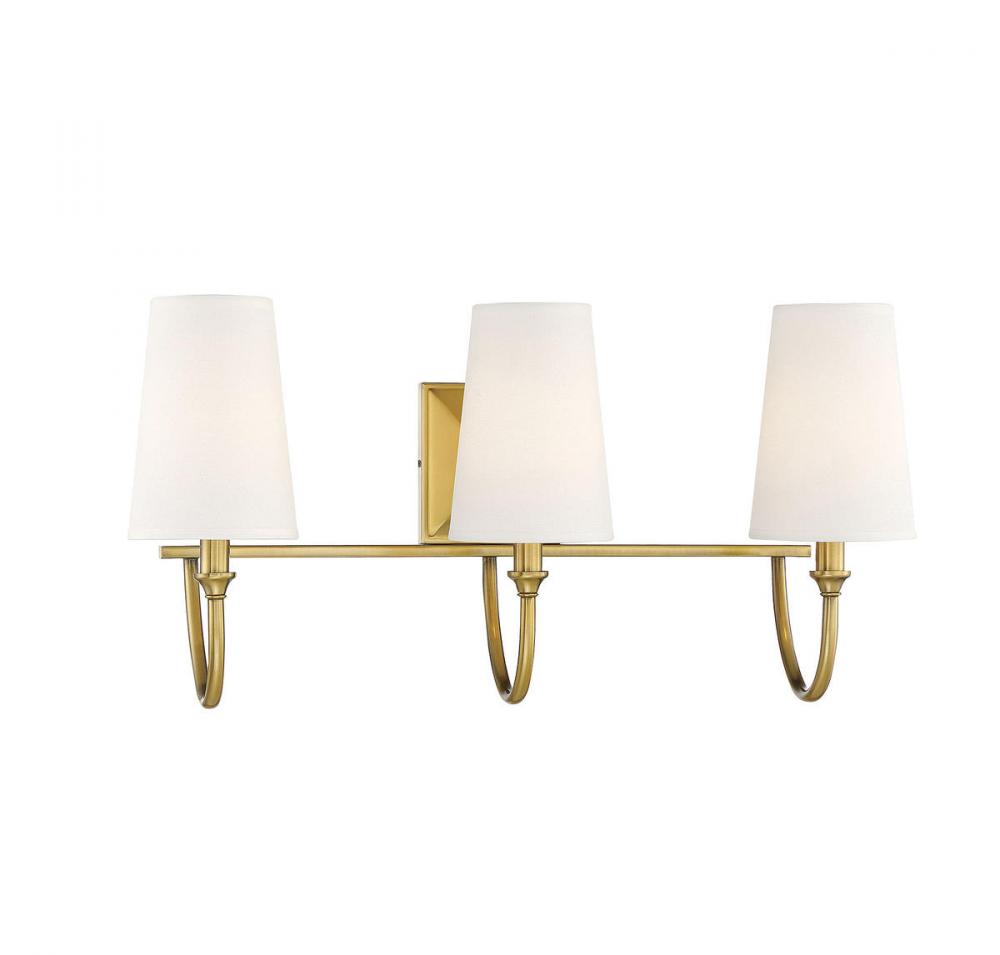 Cameron 3-Light Bathroom Vanity Light in Warm Brass