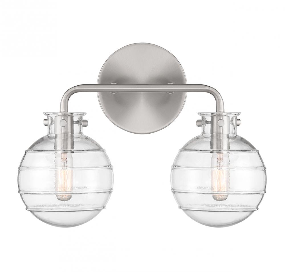 Mason 2-Light Bathroom Vanity Light in Satin Nickel