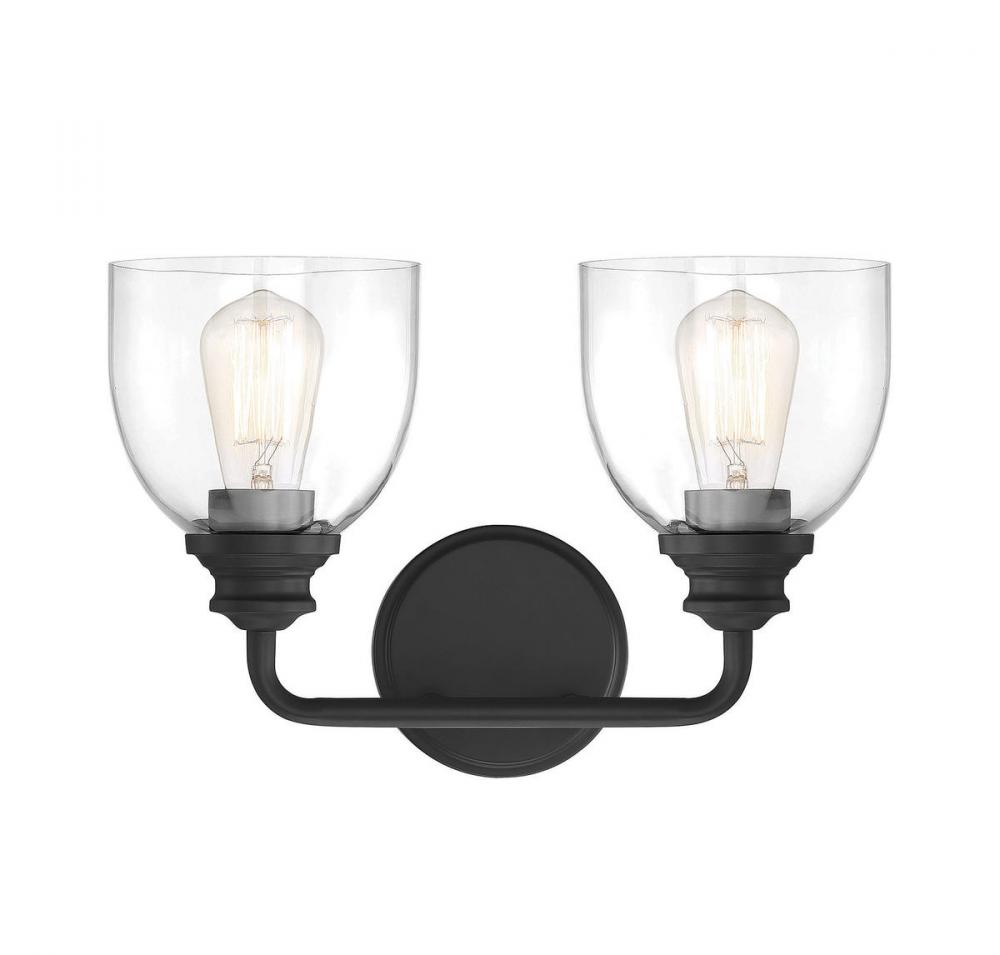 Vale 2-Light Bathroom Vanity Light in Black
