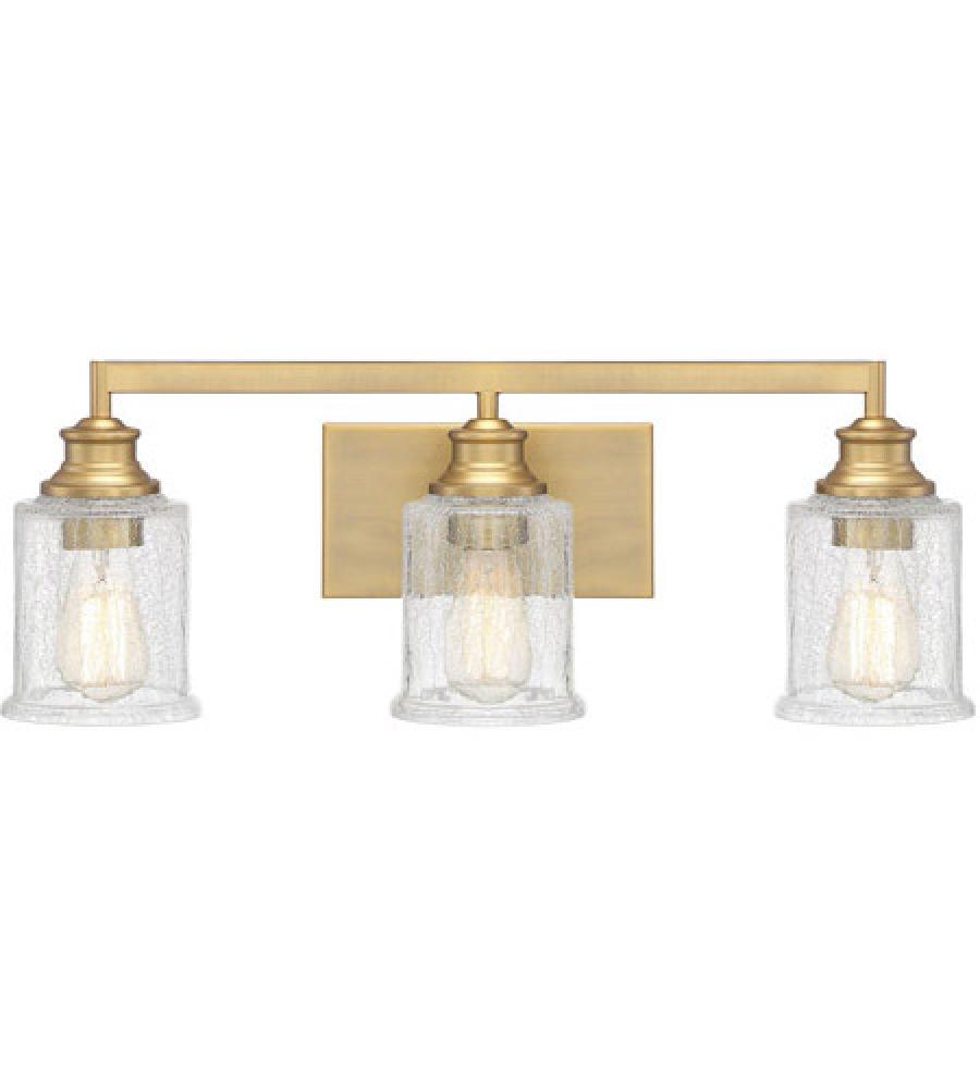 Hampton 3-Light Bathroom Vanity Light in Warm Brass