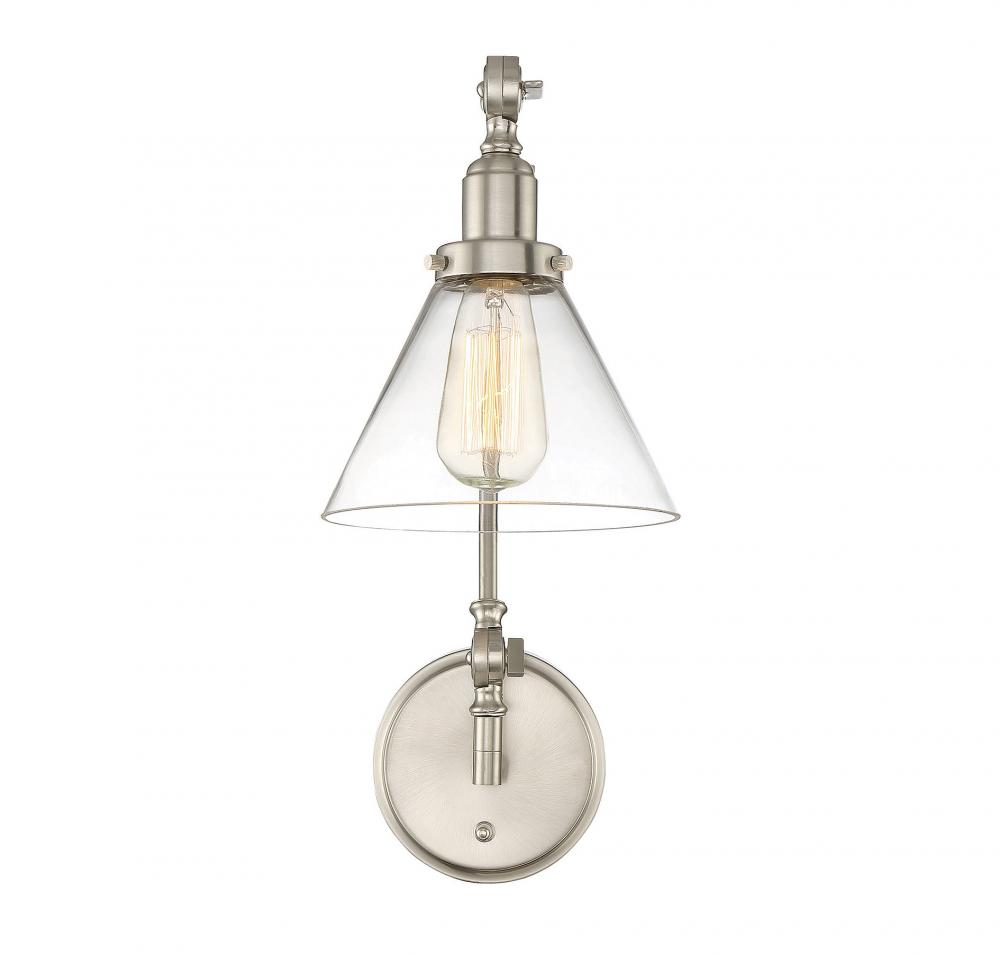 Drake 1-Light Adjustable Wall Sconce in Satin Nickel