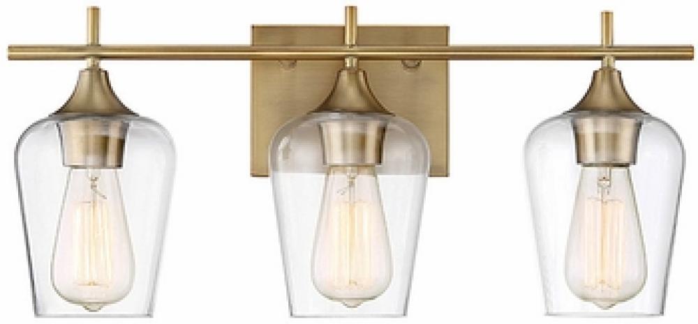 Octave 3-Light Bathroom Vanity Light in Warm Brass