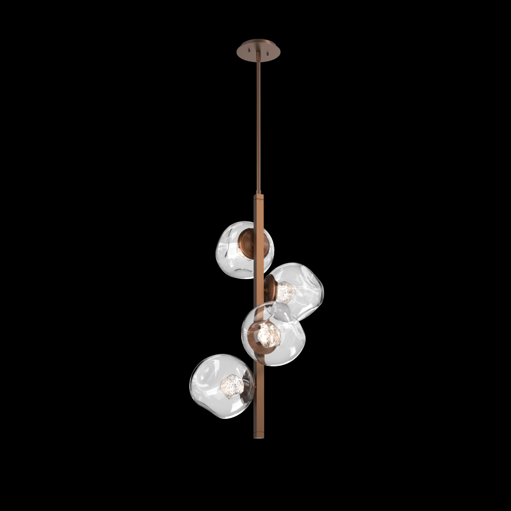 Luna 4pc Twisted Vine-Burnished Bronze-Zircon Inner - Clear Outer-Threaded Rod Suspension-LED 3000K