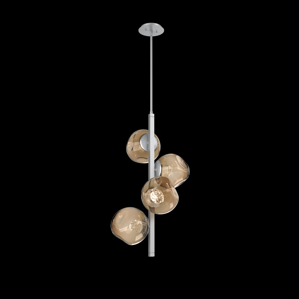 Luna 4pc Twisted Vine-Classic Silver-Floret Inner - Bronze Outer-Threaded Rod Suspension-LED 3000K