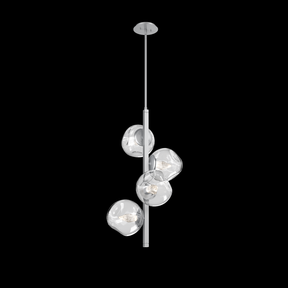 Luna 4pc Twisted Vine-Classic Silver-Geo Inner - Clear Outer-Threaded Rod Suspension-LED 3000K