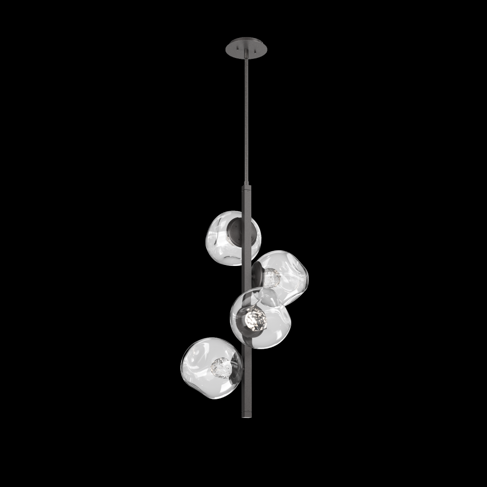 Luna 4pc Twisted Vine-Graphite-Floret Inner - Clear Outer-Threaded Rod Suspension-LED 2700K