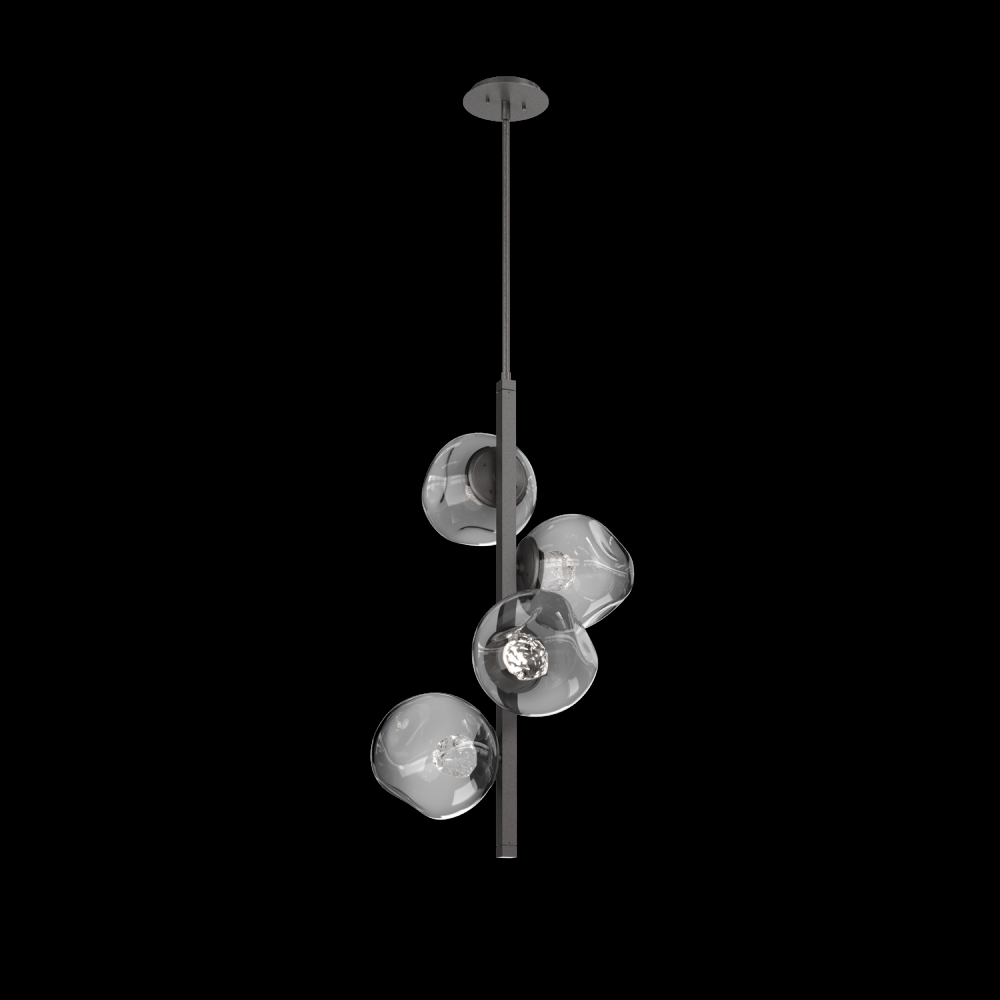 Luna 4pc Twisted Vine-Graphite-Floret Inner - Smoke Outer-Threaded Rod Suspension-LED 2700K