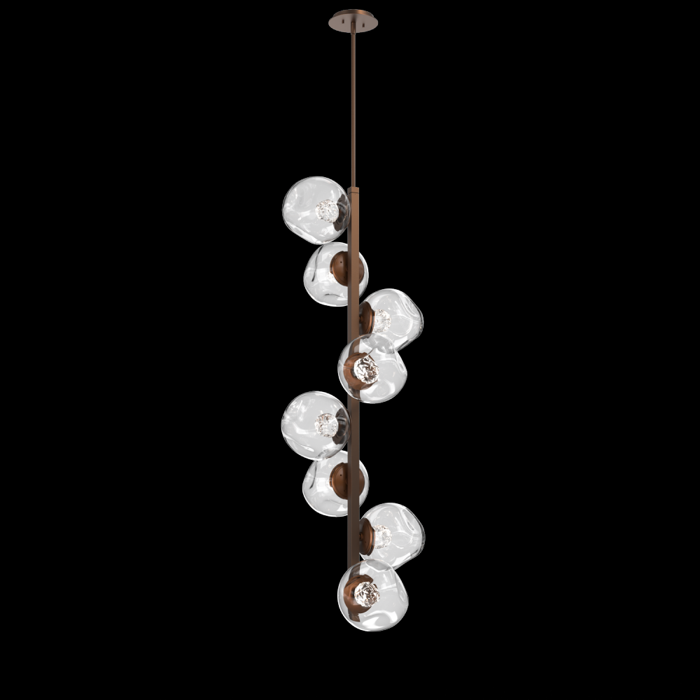 Luna 8pc Twisted Vine-Burnished Bronze-Floret Inner - Clear Outer-Threaded Rod Suspension-LED 3000K