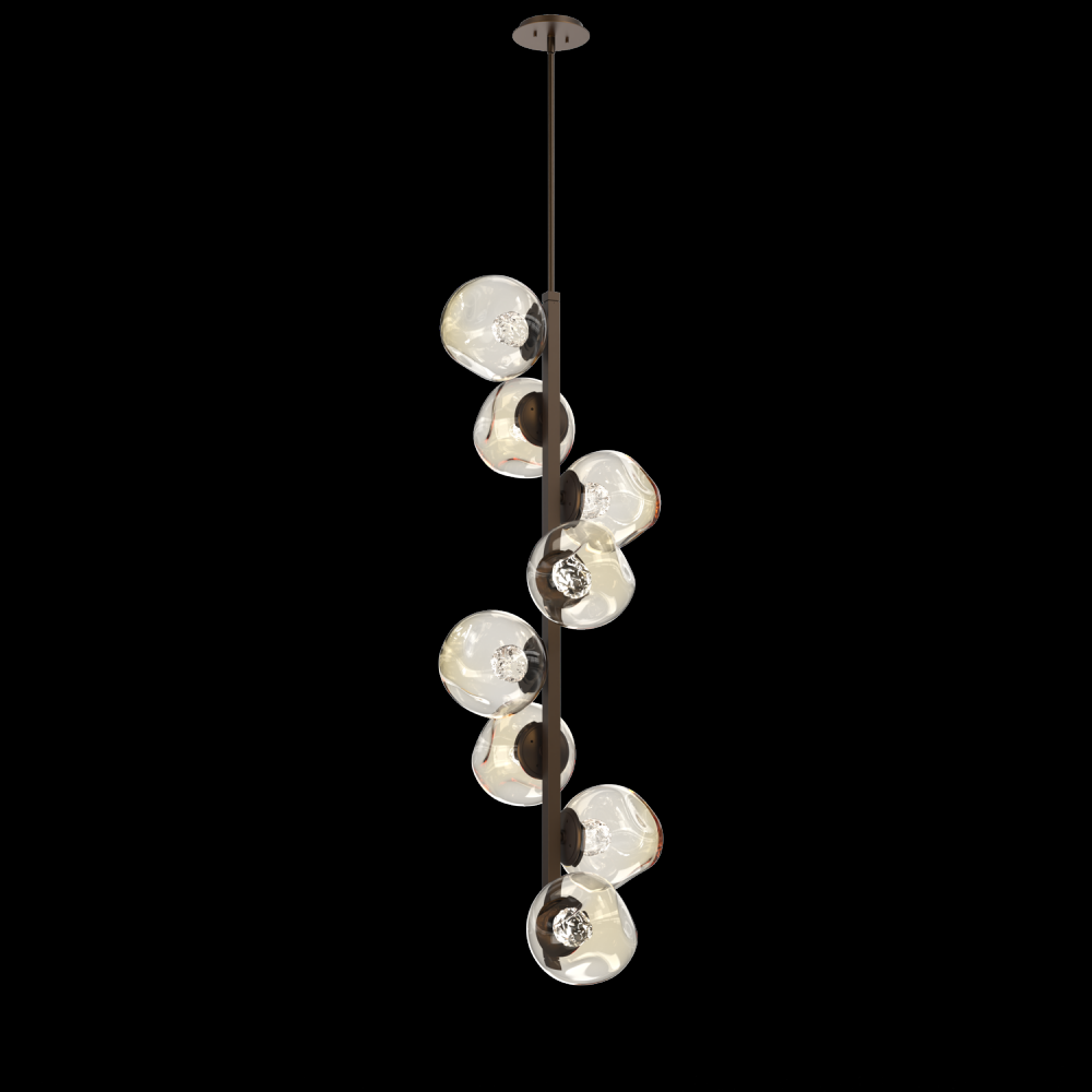 Luna 8pc Twisted Vine-Flat Bronze-Floret Inner - Amber Outer-Threaded Rod Suspension-LED 2700K