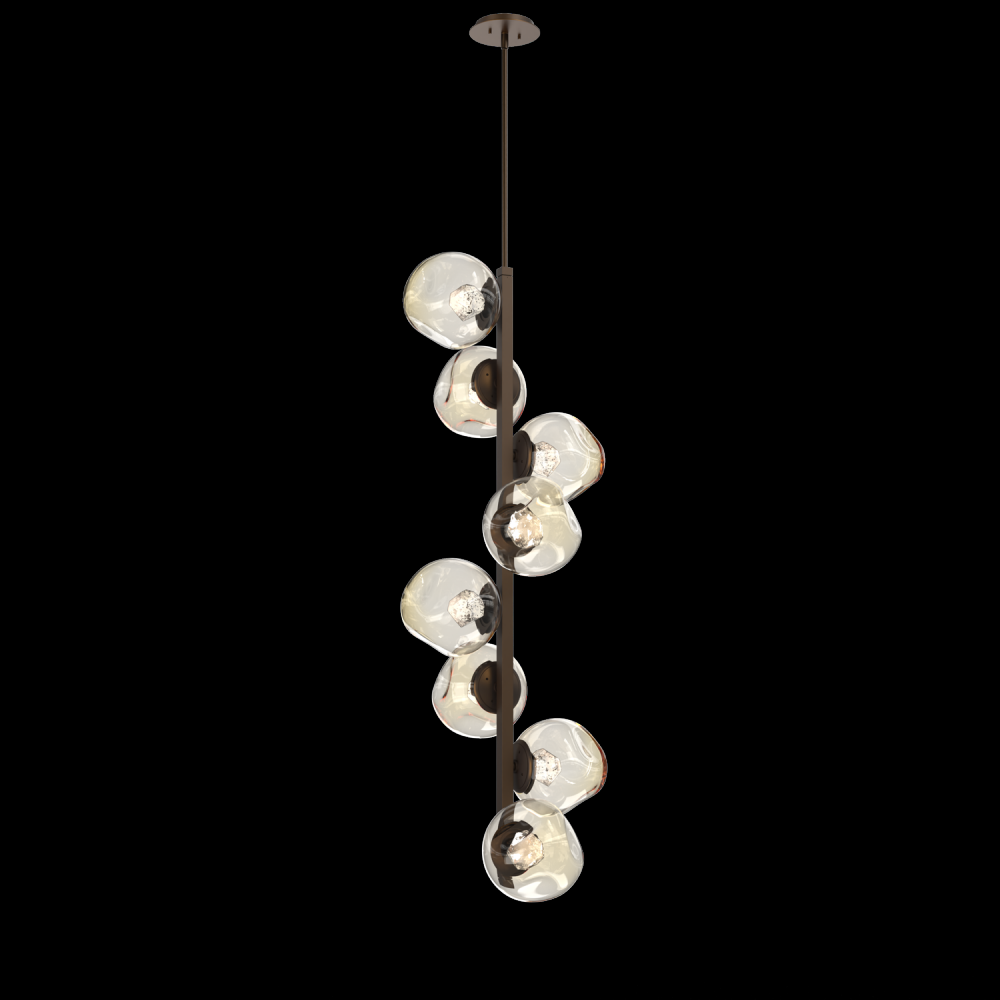 Luna 8pc Twisted Vine-Flat Bronze-Zircon Inner - Amber Outer-Threaded Rod Suspension-LED 2700K