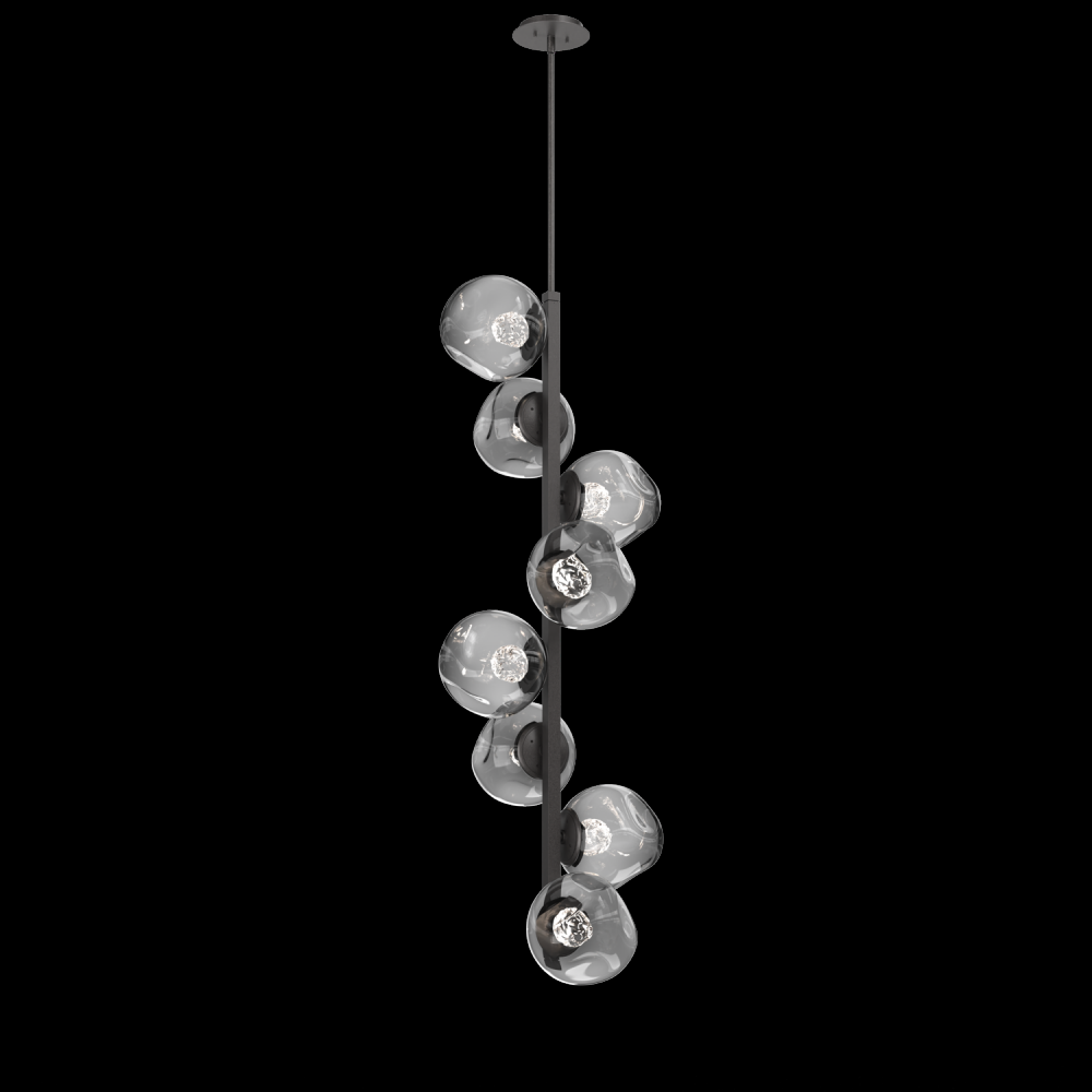 Luna 8pc Twisted Vine-Graphite-Floret Inner - Smoke Outer-Threaded Rod Suspension-LED 3000K
