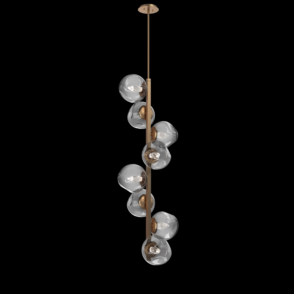 Luna 8pc Twisted Vine-Novel Brass-Geo Inner - Smoke Outer-Threaded Rod Suspension-LED 2700K