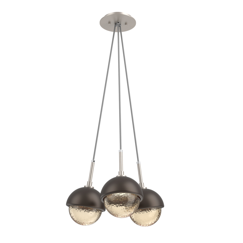 Cabochon Multi Light Pendant Single Port Canopy Beige Silver