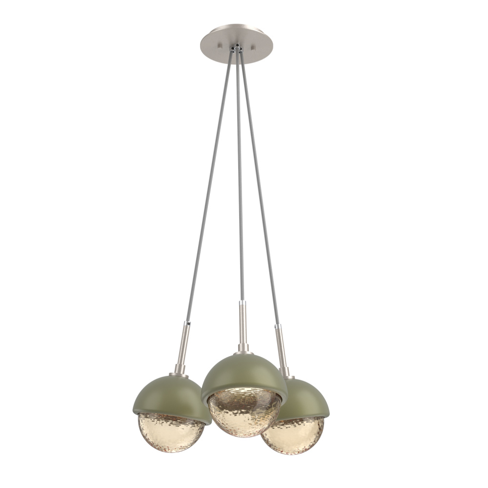 Cabochon Multi Light Pendant Single Port Canopy Beige Silver