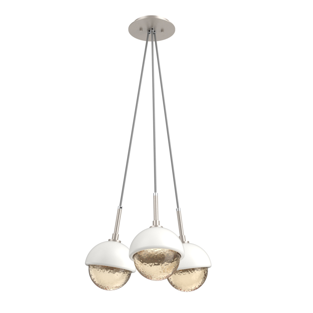 Cabochon Multi Light Pendant Single Port Canopy Beige Silver