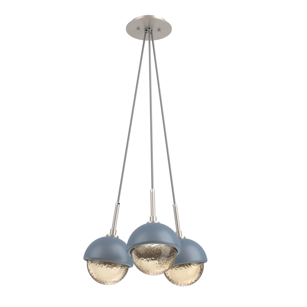 Cabochon Multi Light Pendant Single Port Canopy Beige Silver