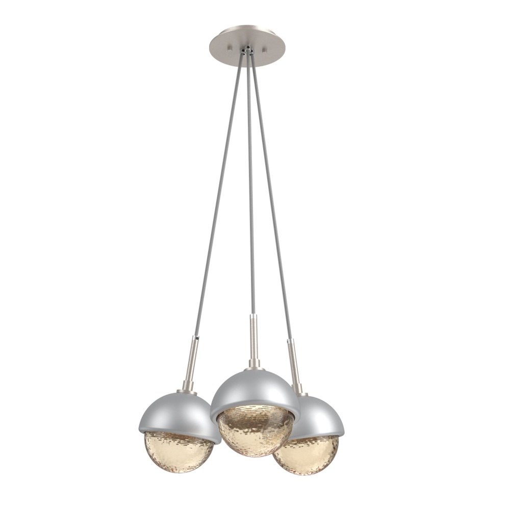 Cabochon Multi Light Pendant Single Port Canopy Beige Silver